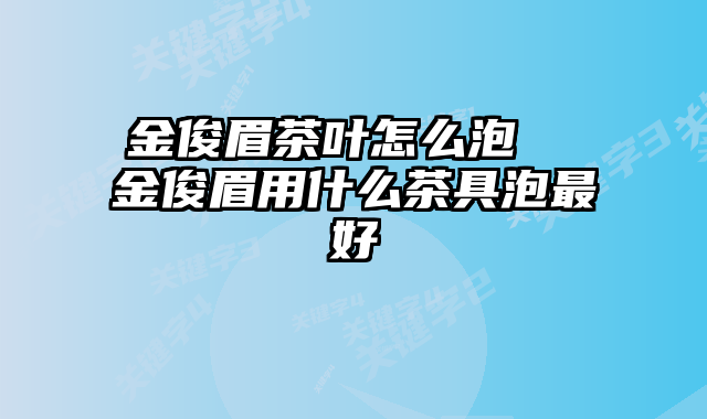 金俊眉茶叶怎么泡  金俊眉用什么茶具泡最好