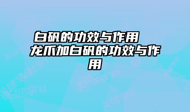 白矾的功效与作用 龙爪加白矾的功效与作用
