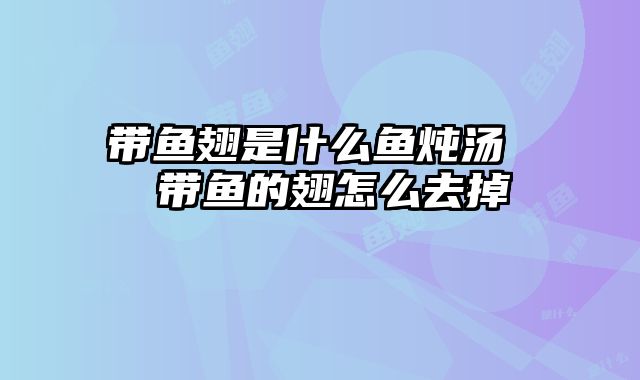 带鱼翅是什么鱼炖汤  带鱼的翅怎么去掉