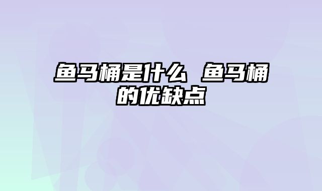 鱼马桶是什么 鱼马桶的优缺点