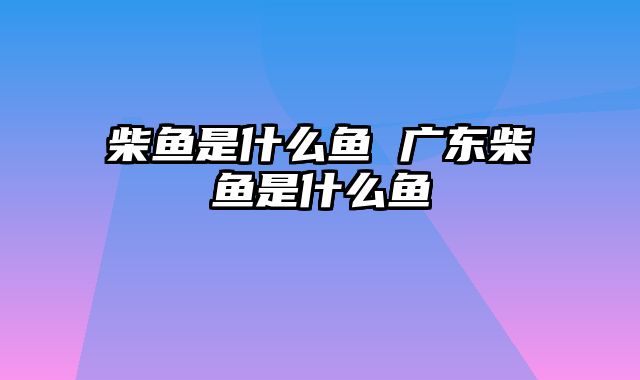 柴鱼是什么鱼 广东柴鱼是什么鱼