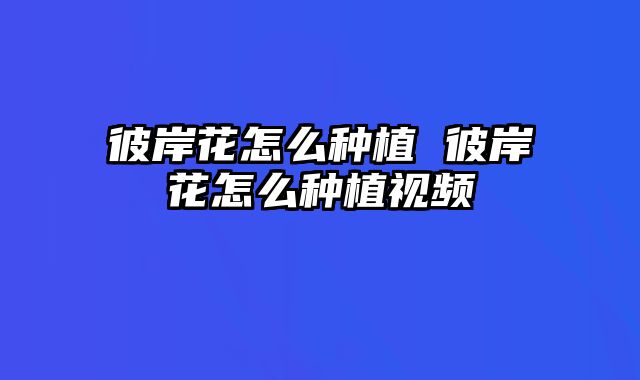 彼岸花怎么种植 彼岸花怎么种植视频