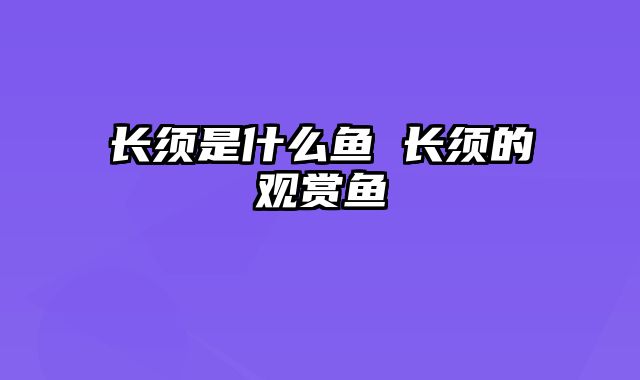 长须是什么鱼 长须的观赏鱼
