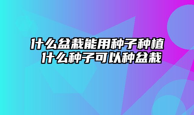 什么盆栽能用种子种植 什么种子可以种盆栽