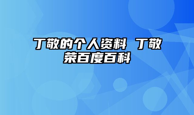 丁敬的个人资料 丁敬荣百度百科