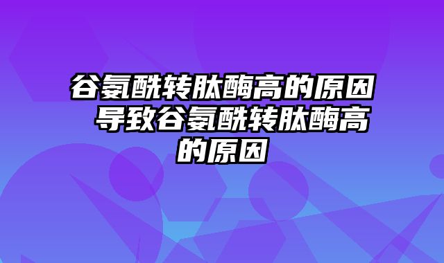 谷氨酰转肽酶高的原因 导致谷氨酰转肽酶高的原因