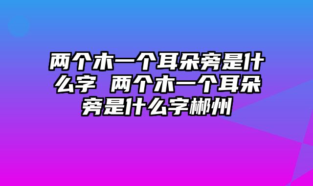 两个木一个耳朵旁是什么字 两个木一个耳朵旁是什么字郴州