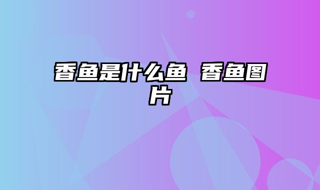 香鱼是什么鱼 香鱼图片