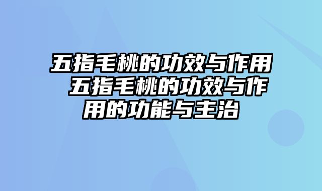 五指毛桃的功效与作用 五指毛桃的功效与作用的功能与主治