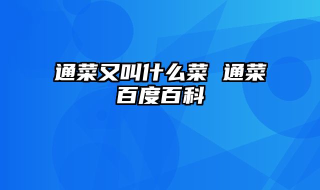通菜又叫什么菜 通菜百度百科