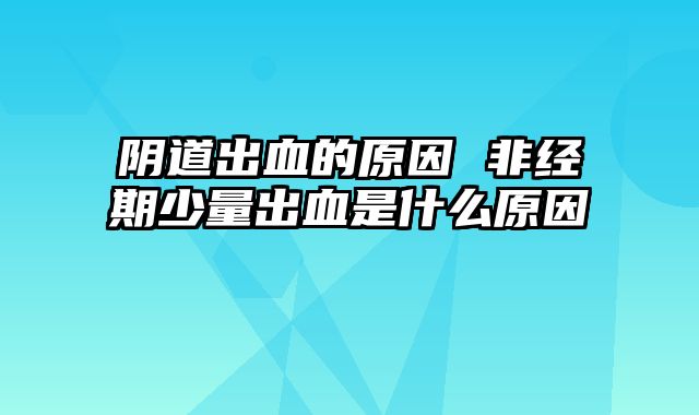 阴道出血的原因 非经期少量出血是什么原因