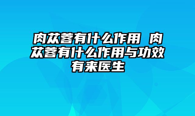 肉苁蓉有什么作用 肉苁蓉有什么作用与功效有来医生