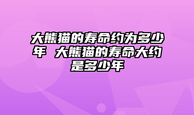 大熊猫的寿命约为多少年 大熊猫的寿命大约是多少年