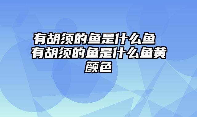 有胡须的鱼是什么鱼 有胡须的鱼是什么鱼黄颜色