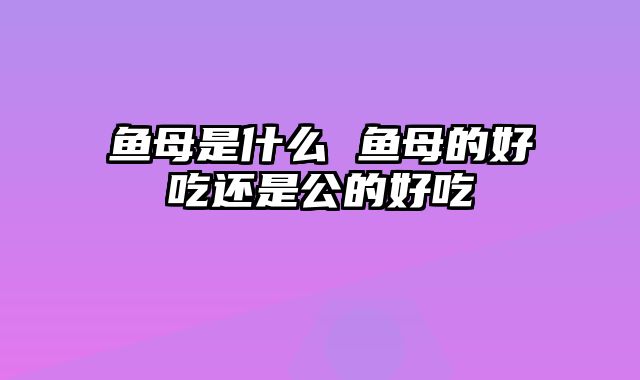 鱼母是什么 鱼母的好吃还是公的好吃
