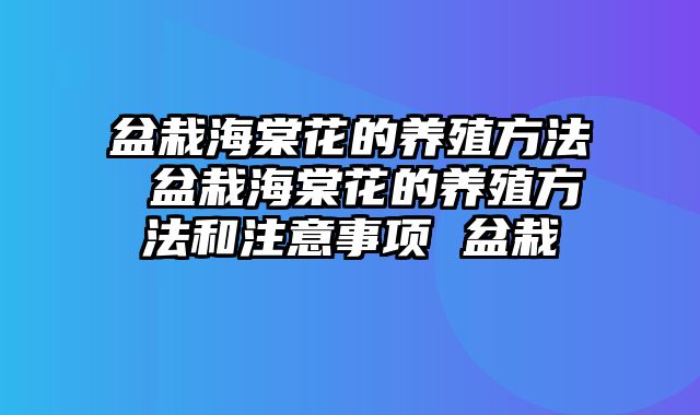 盆栽海棠花的养殖方法 盆栽海棠花的养殖方法和注意事项 盆栽