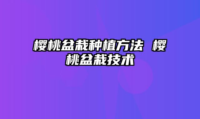 樱桃盆栽种植方法 樱桃盆栽技术