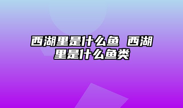 西湖里是什么鱼 西湖里是什么鱼类