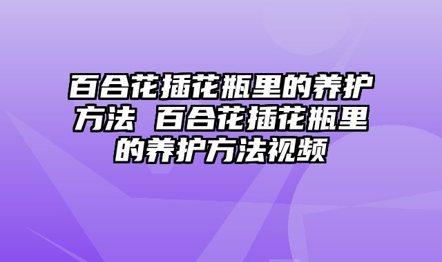 百合花插花瓶里的养护方法 百合花插花瓶里的养护方法视频