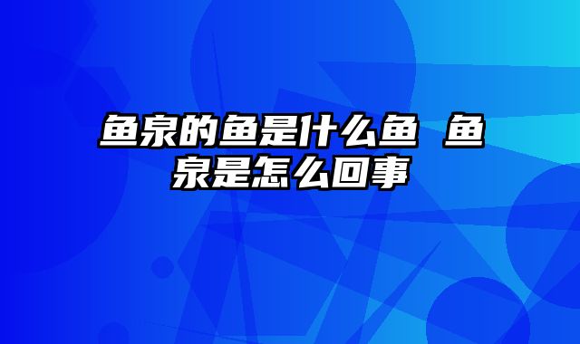 鱼泉的鱼是什么鱼 鱼泉是怎么回事