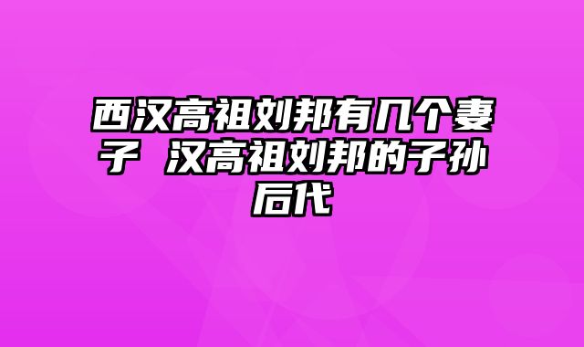 西汉高祖刘邦有几个妻子 汉高祖刘邦的子孙后代