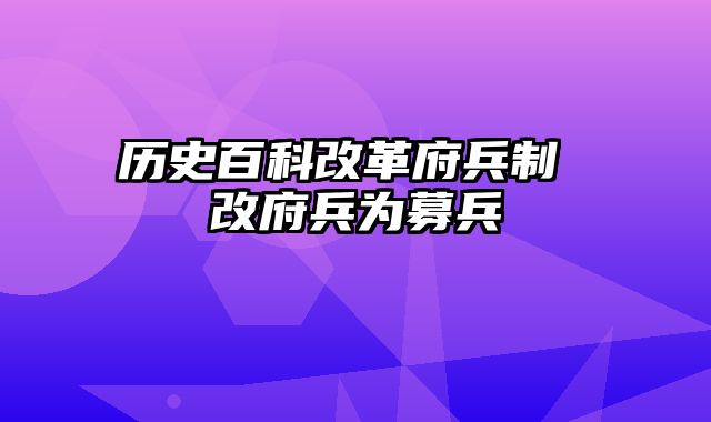 历史百科改革府兵制 改府兵为募兵
