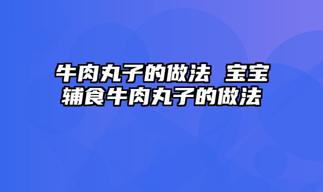 牛肉丸子的做法 宝宝辅食牛肉丸子的做法
