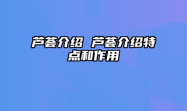芦荟介绍 芦荟介绍特点和作用