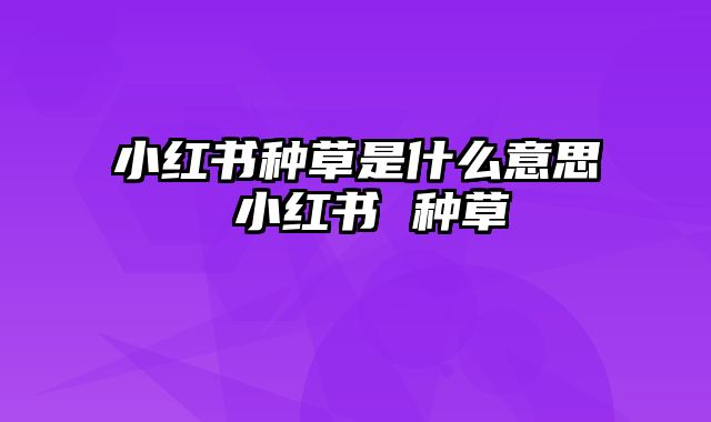 小红书种草是什么意思 小红书 种草