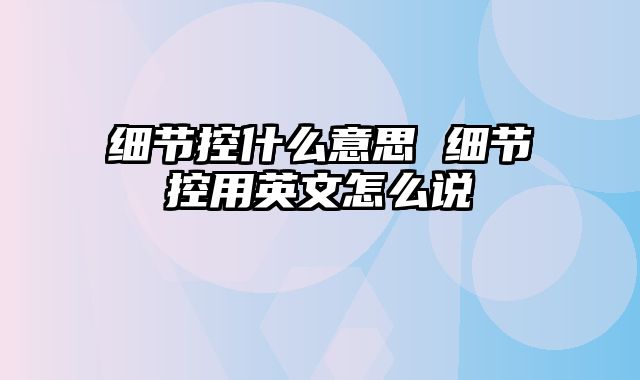 细节控什么意思 细节控用英文怎么说