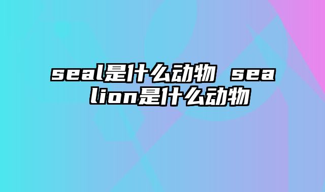 seal是什么动物 sea lion是什么动物