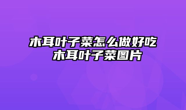 木耳叶子菜怎么做好吃 木耳叶子菜图片