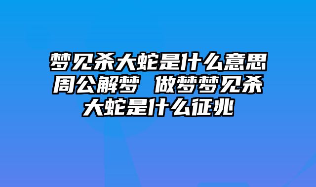梦见杀大蛇是什么意思周公解梦 做梦梦见杀大蛇是什么征兆