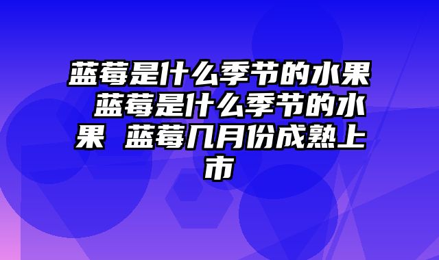 蓝莓是什么季节的水果 蓝莓是什么季节的水果 蓝莓几月份成熟上市