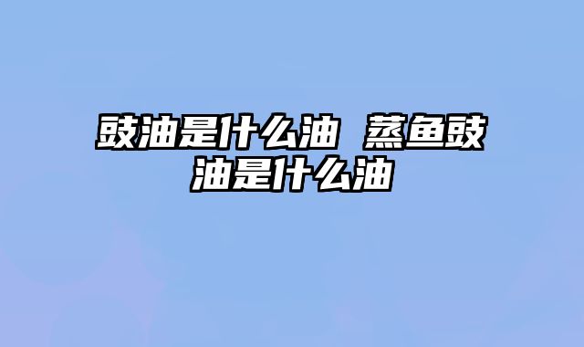 豉油是什么油 蒸鱼豉油是什么油