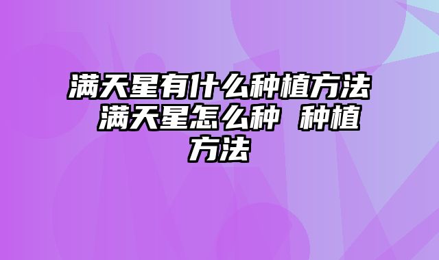 满天星有什么种植方法 满天星怎么种 种植方法