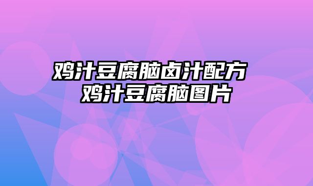 鸡汁豆腐脑卤汁配方 鸡汁豆腐脑图片