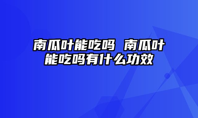 南瓜叶能吃吗 南瓜叶能吃吗有什么功效