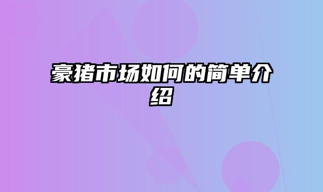 豪猪市场如何的简单介绍