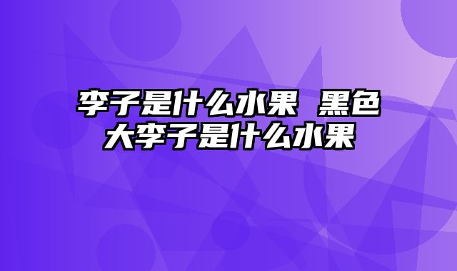 李子是什么水果 黑色大李子是什么水果