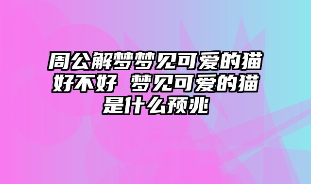 周公解梦梦见可爱的猫好不好 梦见可爱的猫是什么预兆