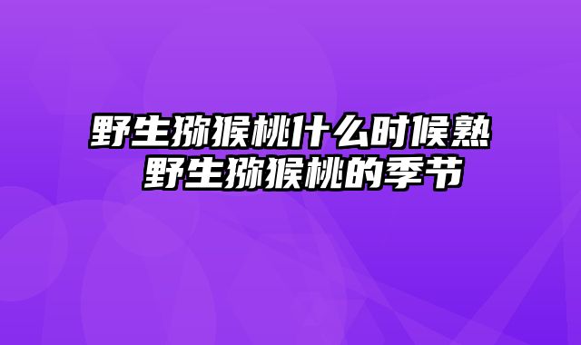 野生猕猴桃什么时候熟 野生猕猴桃的季节