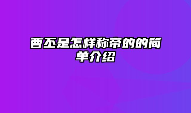 曹丕是怎样称帝的的简单介绍