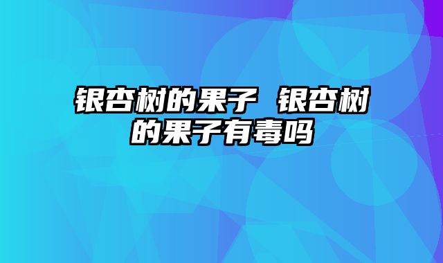 银杏树的果子 银杏树的果子有毒吗