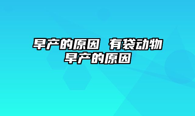 早产的原因 有袋动物早产的原因