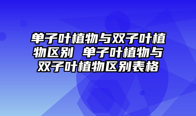 单子叶植物与双子叶植物区别 单子叶植物与双子叶植物区别表格