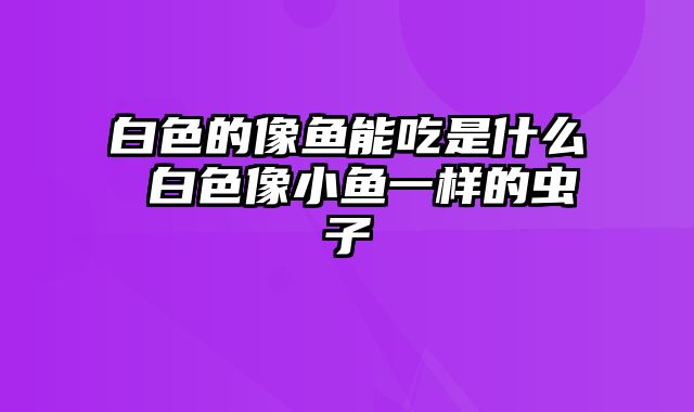 白色的像鱼能吃是什么 白色像小鱼一样的虫子
