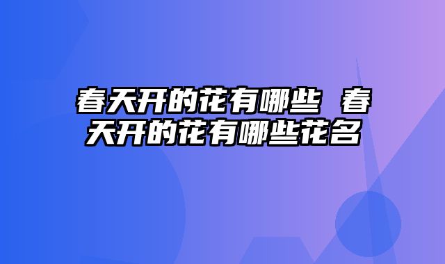 春天开的花有哪些 春天开的花有哪些花名