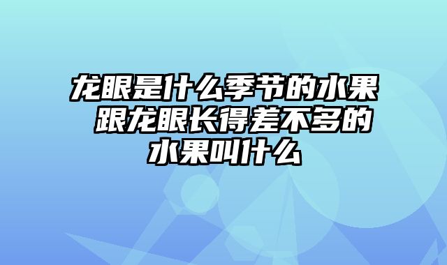 龙眼是什么季节的水果 跟龙眼长得差不多的水果叫什么