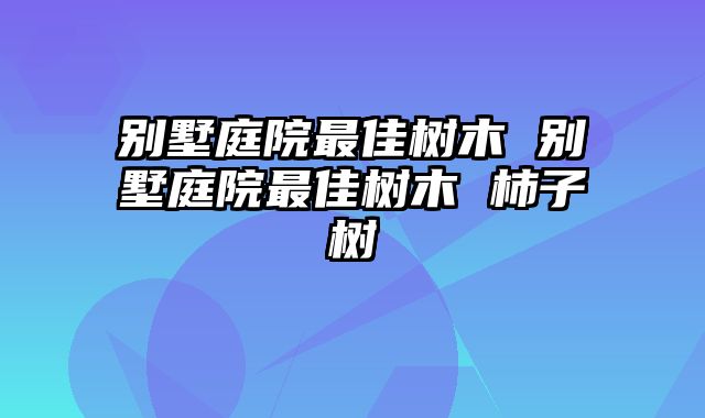 别墅庭院最佳树木 别墅庭院最佳树木 柿子树